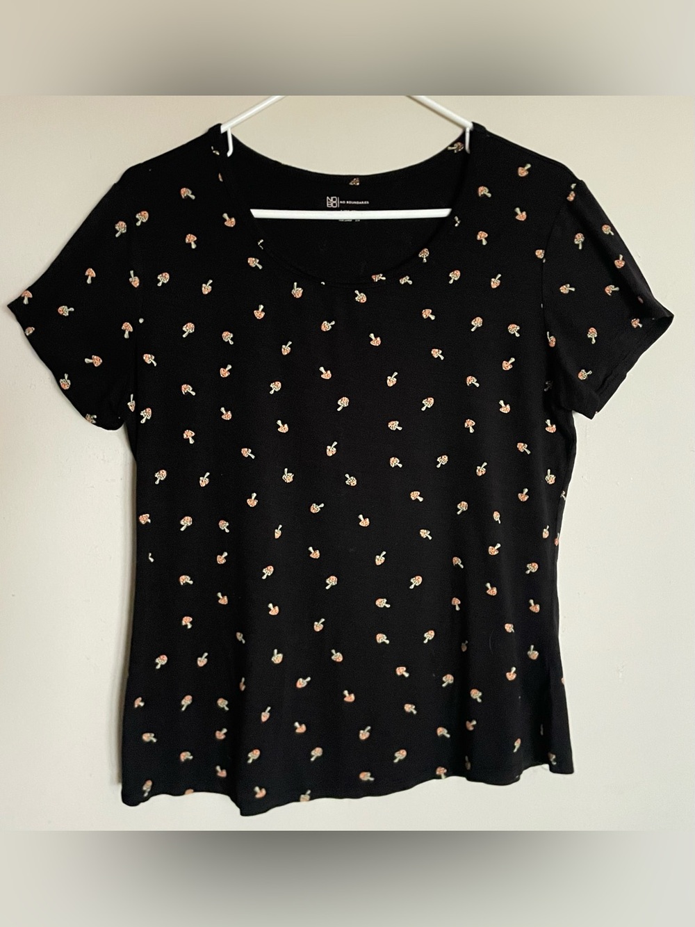 No Boundaries Black Short Sleeve Mushroom Print Baby Tee